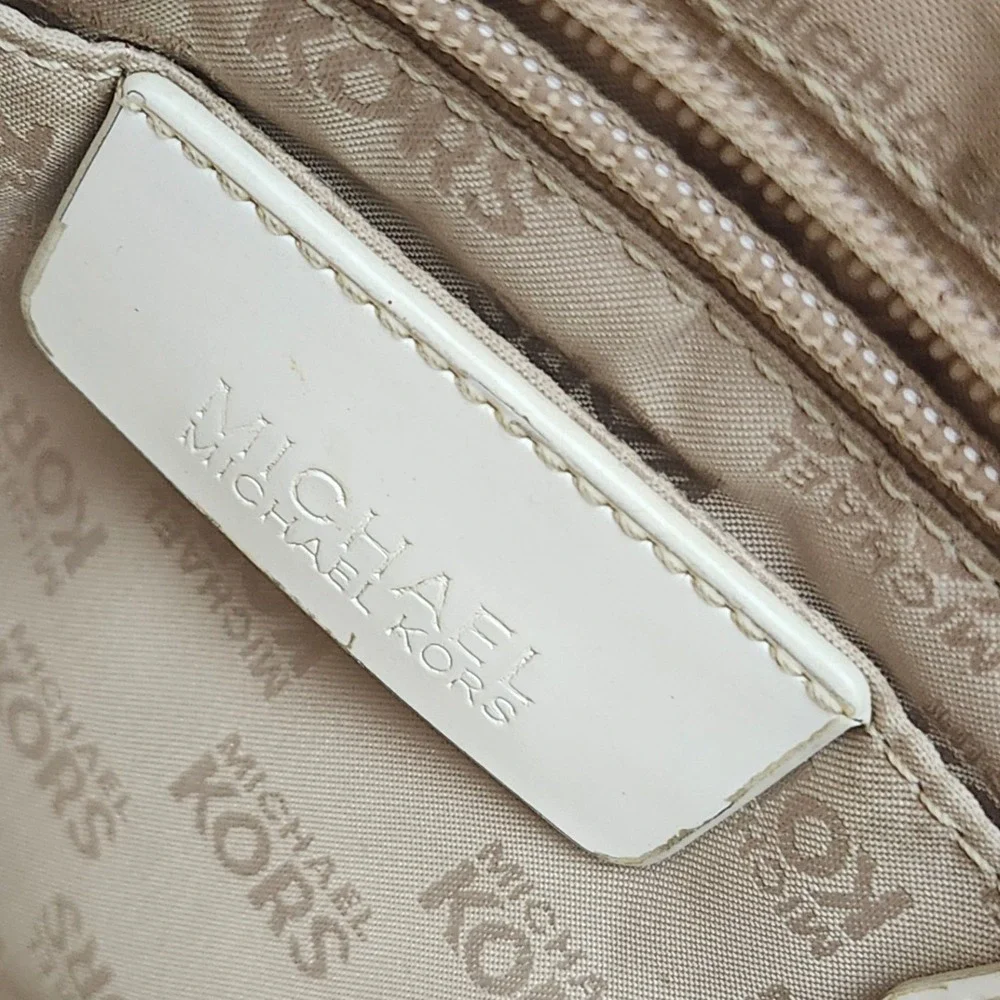 Michael Kors Jet Set white patent leather‎ tote shoulder bag  Classic Designer